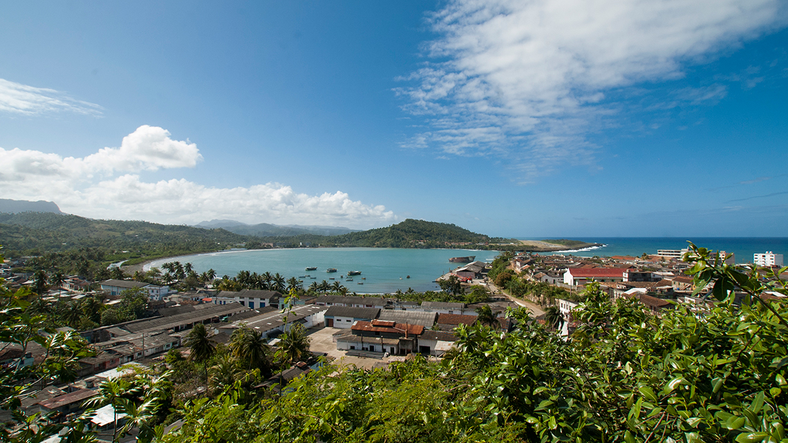 Panoramic view of Baracoa in Guantanamo province, in the background El Yunque