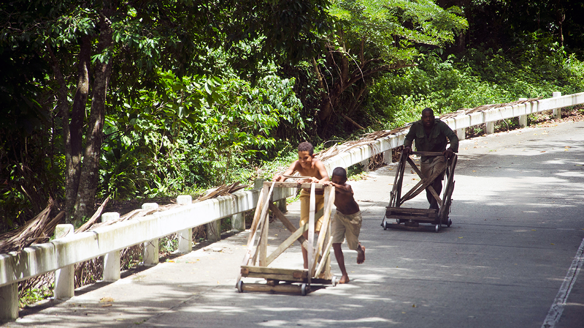 Kids playing downhill in La Farola