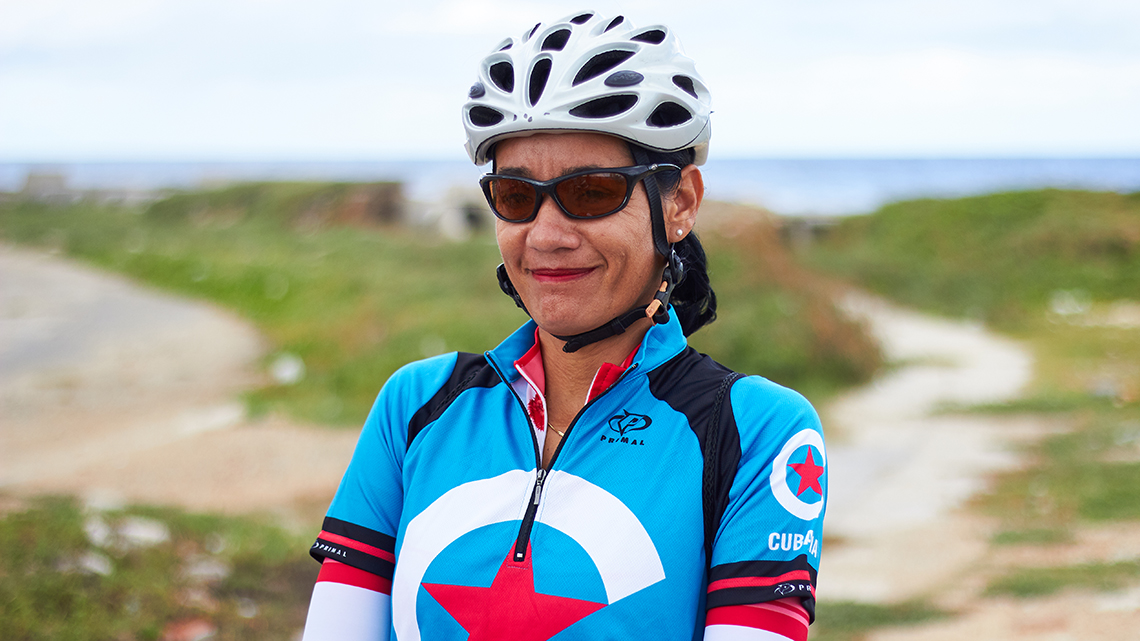 Yordanka Gonzalez poses for us after finishing a city tour of Havana in bycicle