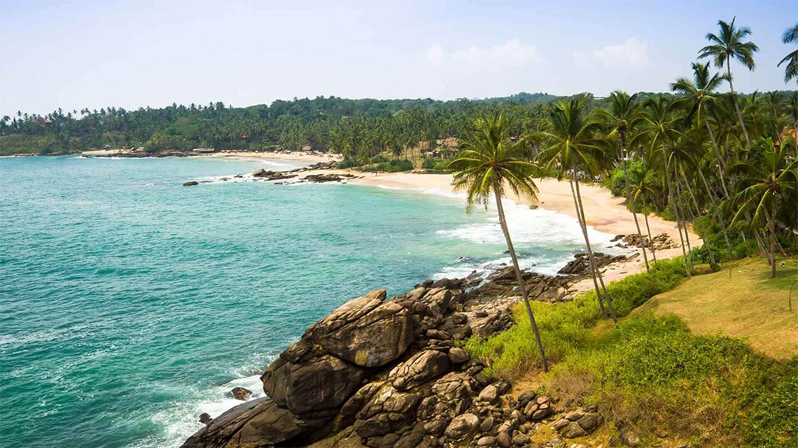 Beautiful view of Madiha Beach in Sri Lanka, photo taken from the Anantara Peace Haven Tangalle Resort